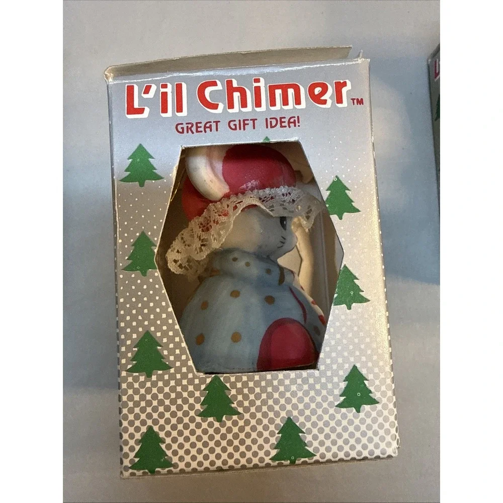 Lot of 4 Vtg Jasco L'il Chimers Christmas Bell Ornaments Porcelain w/ Boxes READ